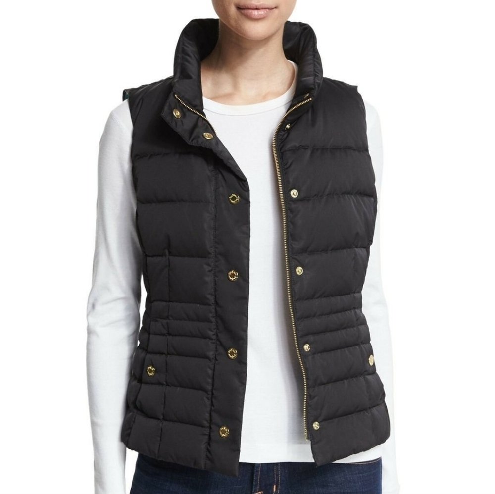 Lilly Pulitzer Black Quilted Vest with Gold Details